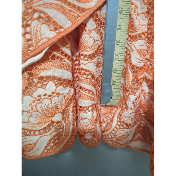 NWT Anthropologie Womens Midi Floral Embroidery Bodycon Dress Orange Size 8 - Picture 9 of 12